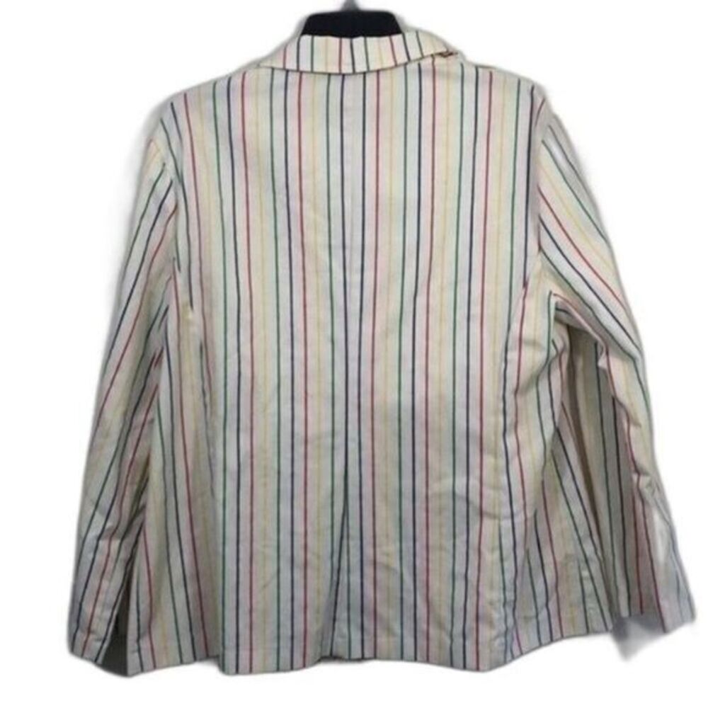 Striped Blazer Jacket Career Casual Colorful Spring Summer Coat - Picture 2 of 13